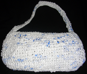 Plarn bags and purses made from recycled plastic bags