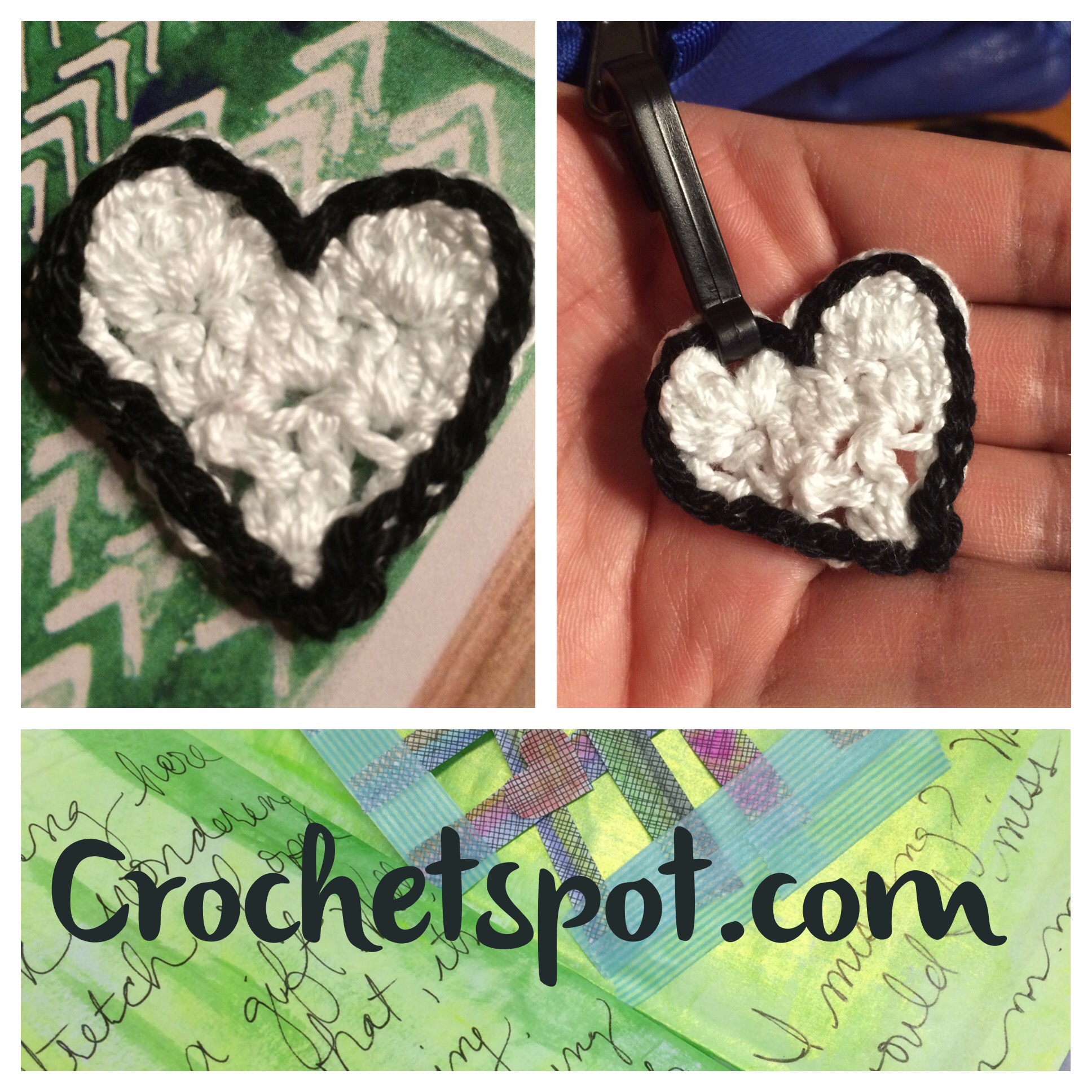 Heart bag charm: Crochet pattern